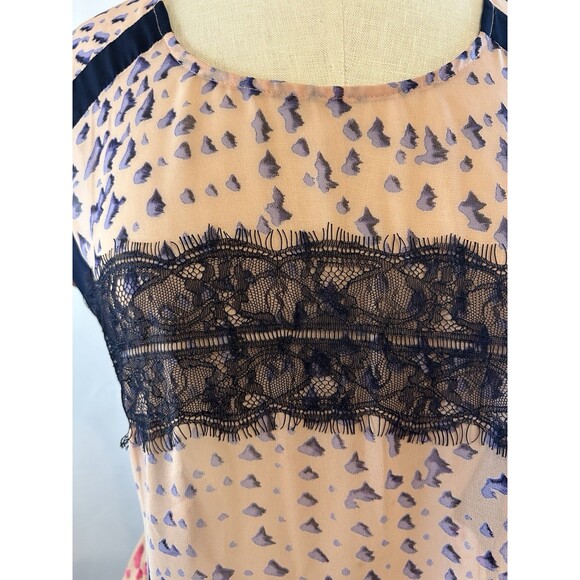 Maeve Anthropologie Peplum Abstract Top Lace Floral Sheer Hi Low Size XSP - Picture 7 of 7